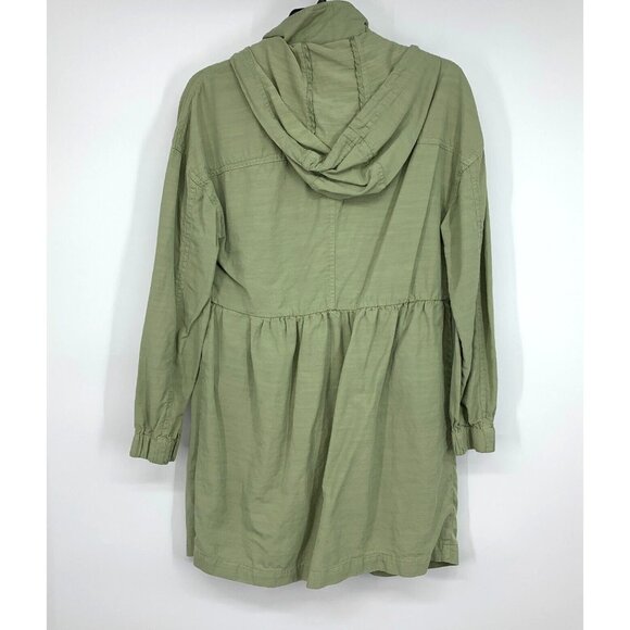 7 for all Mankind Jacket Utility Hood Button Snap Zip Green Lyocell - Picture 8 of 10